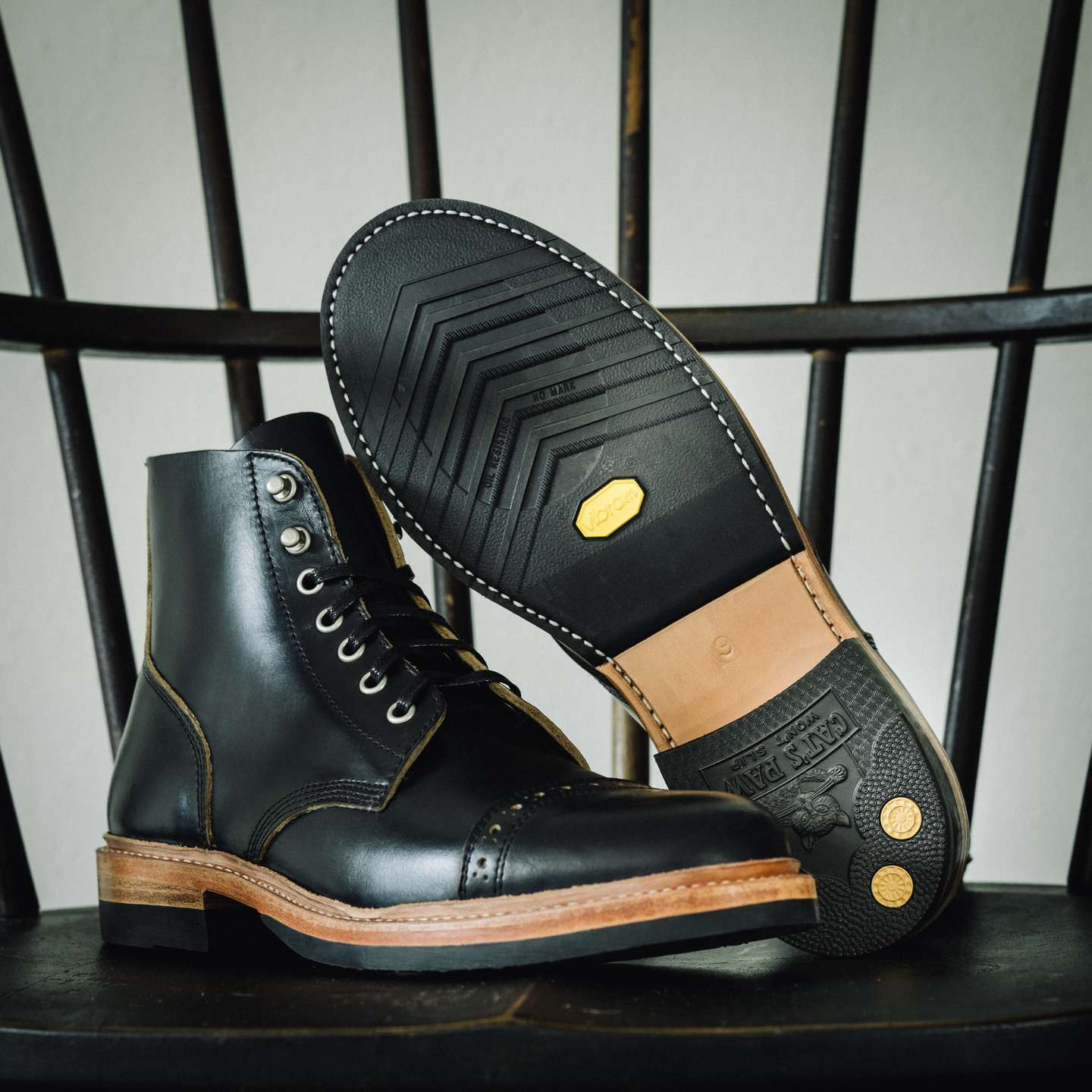 Teacore Black Chromexcel Cap-Toe Field Boot - Detail Image Two