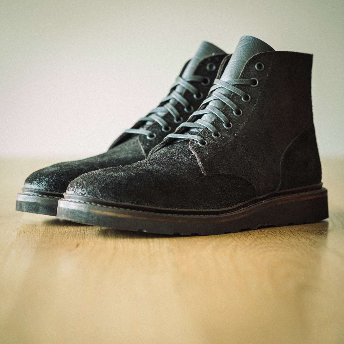 Black Oiled Congo Shrunken Bison Roughout Field Boot - Detail Image Two