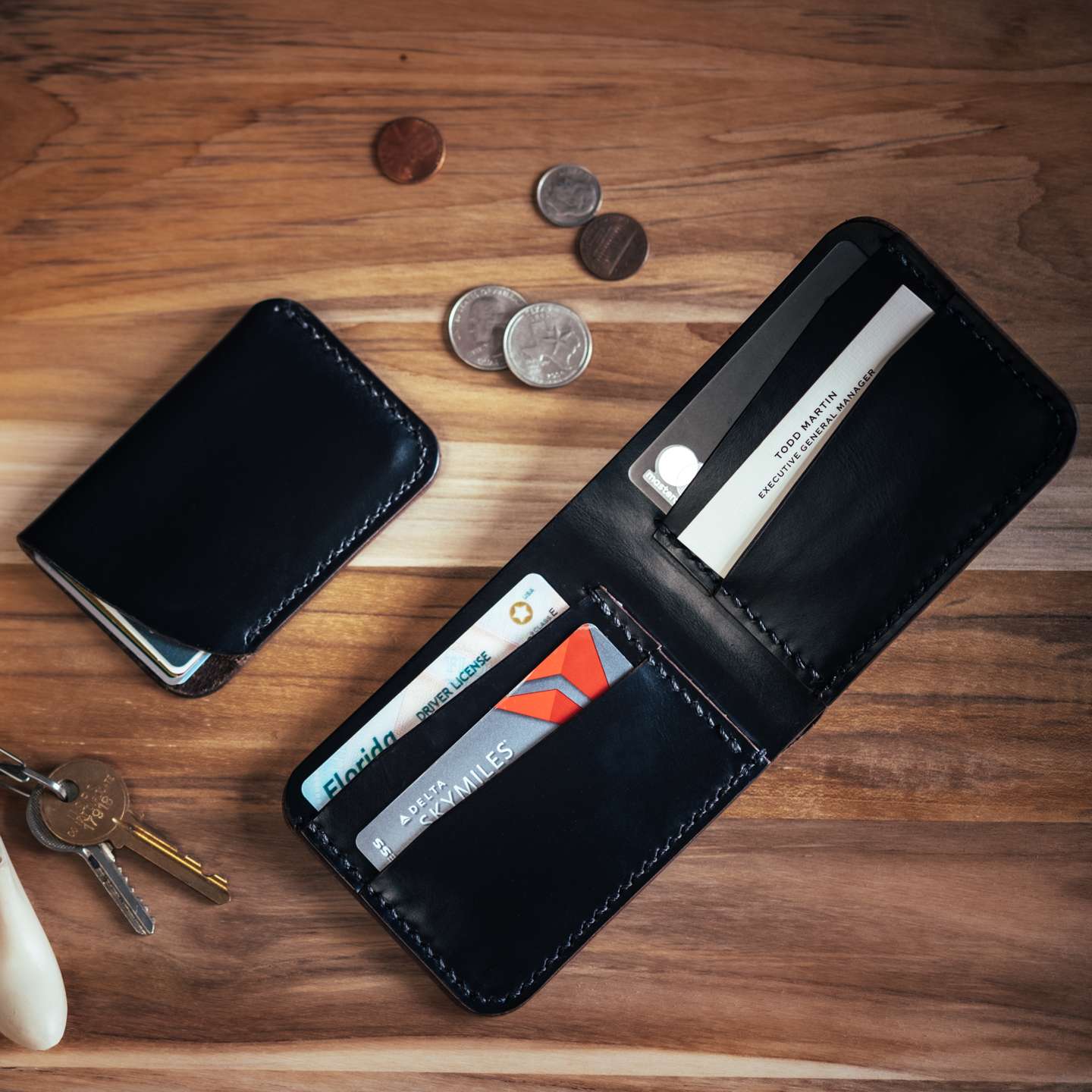 Black Chromexcel Bifold Wallet - Detail Image One