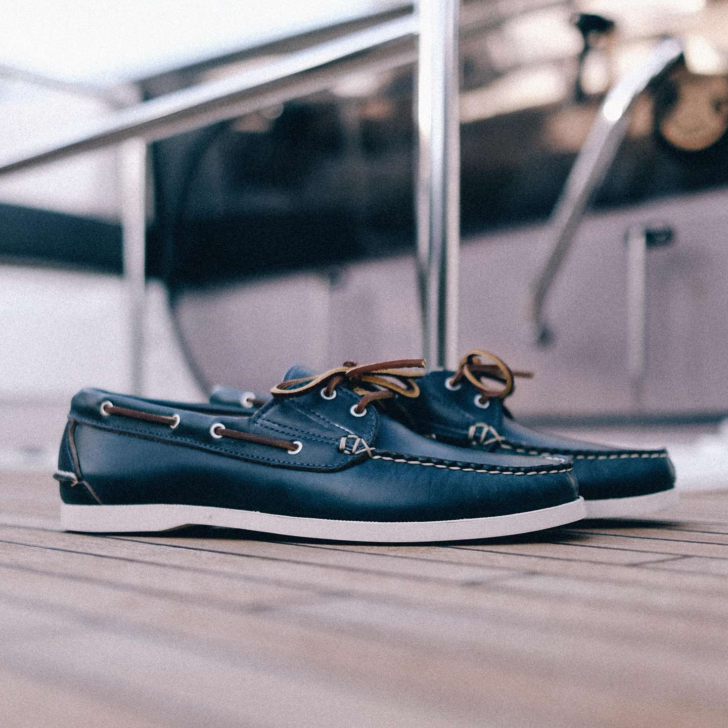 Boat Shoe - Navy Chromexcel, Deck Sole - Made in USA with Domestic