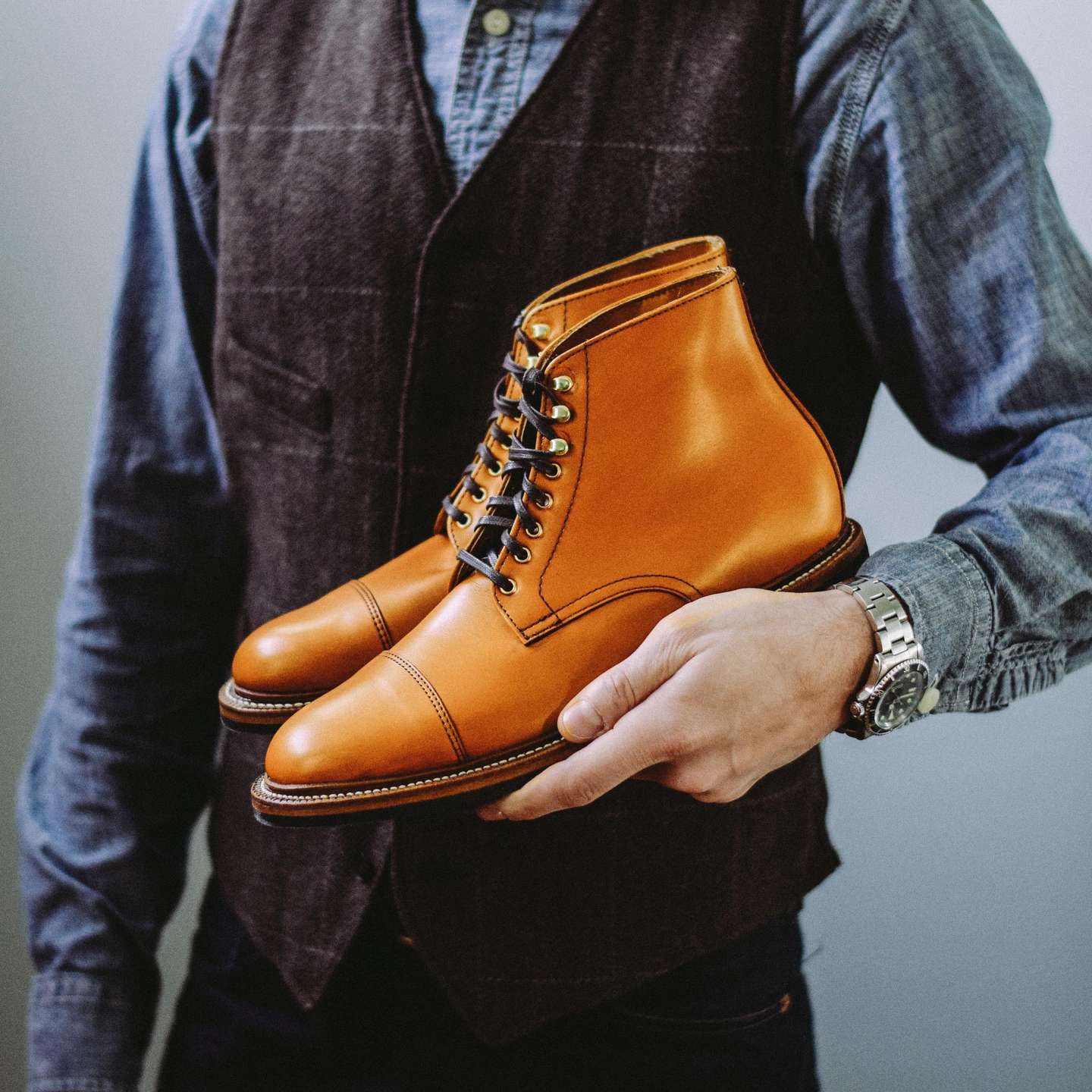 Bourbon French Calf Cap-Toe Lakeshore Boot - Detail Image One