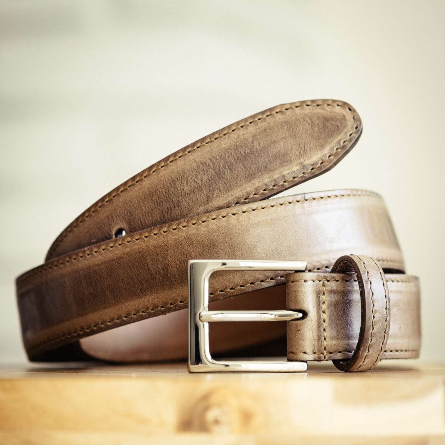 Natural Chromexcel Dress Belt - Detail Image Two