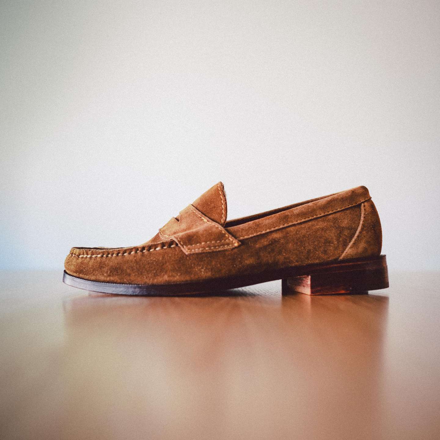Snuff Janus Suede Penny Loafer - Detail Image One