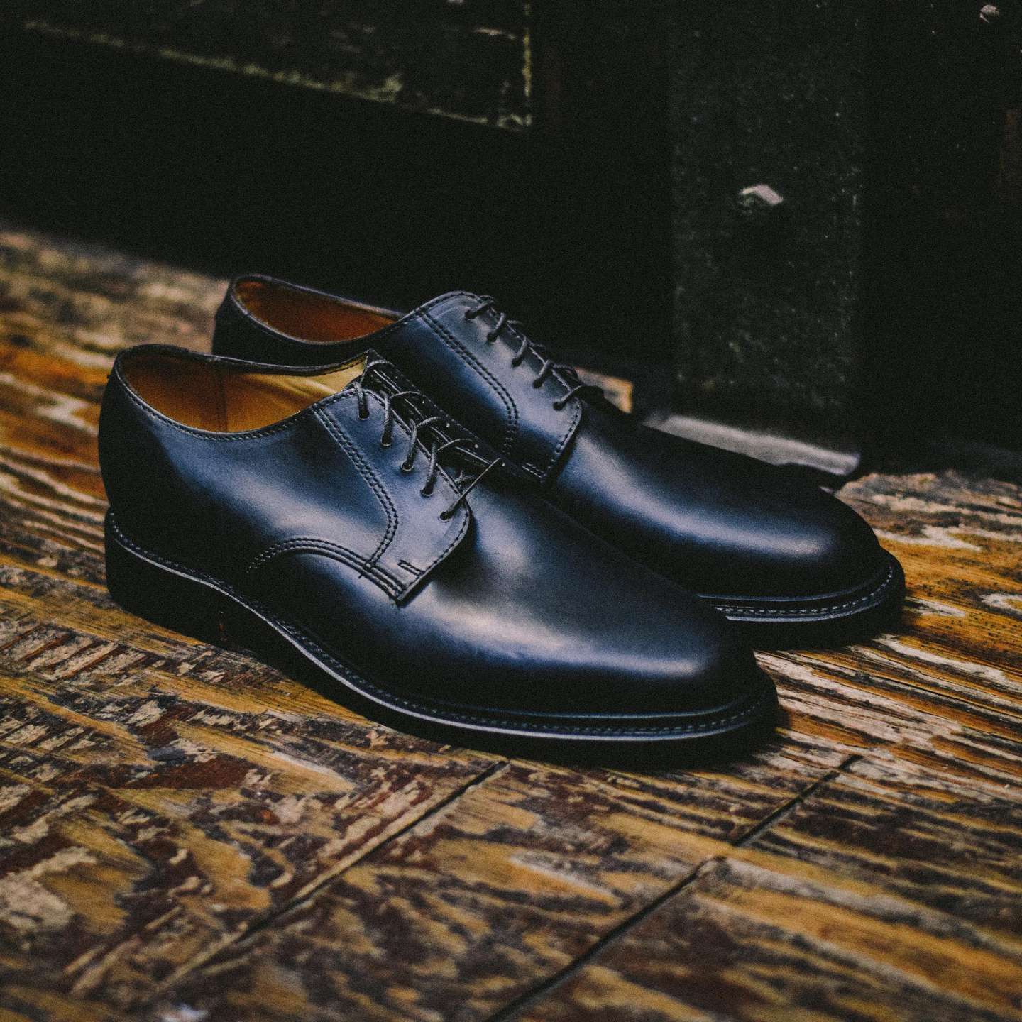Black Chromexcel Plain Toe Blucher - Detail Image Two
