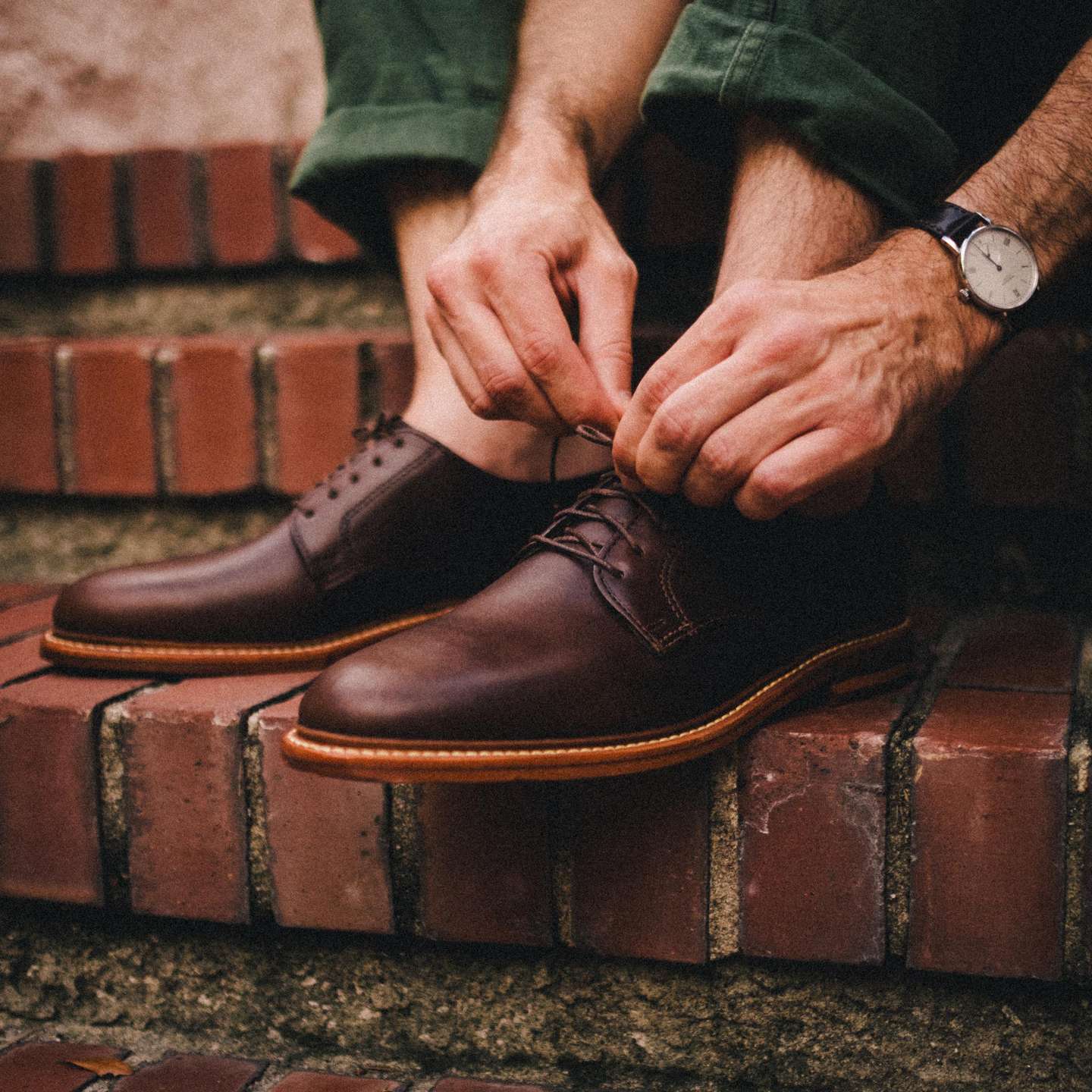 Brown Chromexcel Plain Toe Blucher - Detail Image One