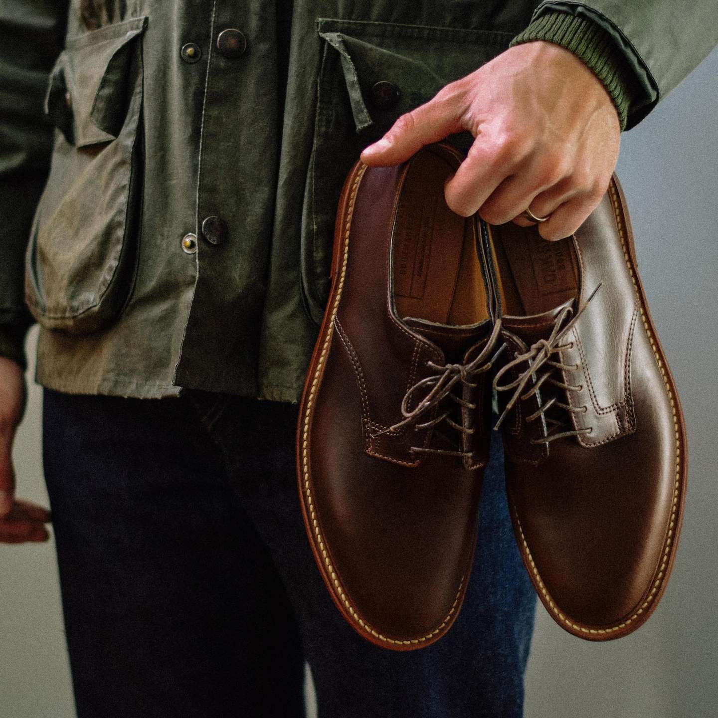 Brown Chromexcel Plain Toe Blucher - Detail Image Two