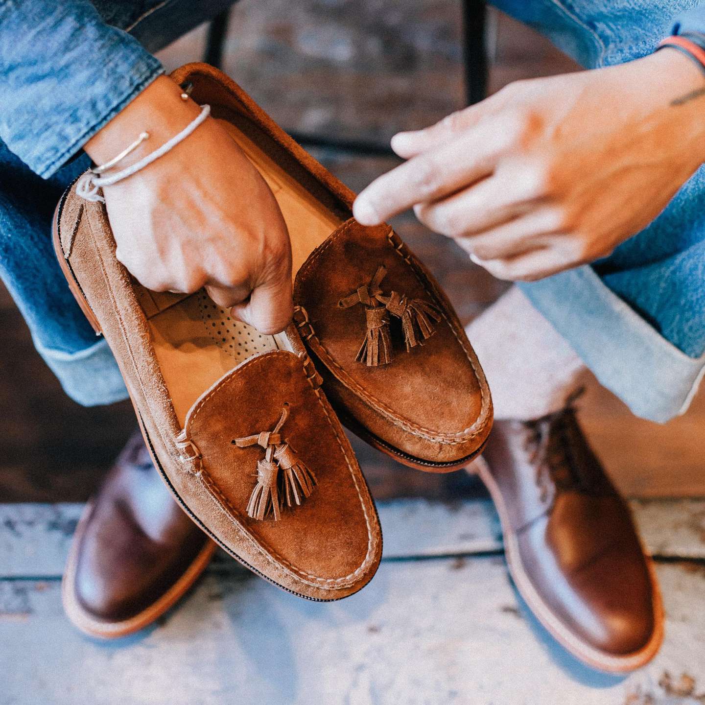 Snuff Janus Suede Tassel Loafer - Detail Image Two