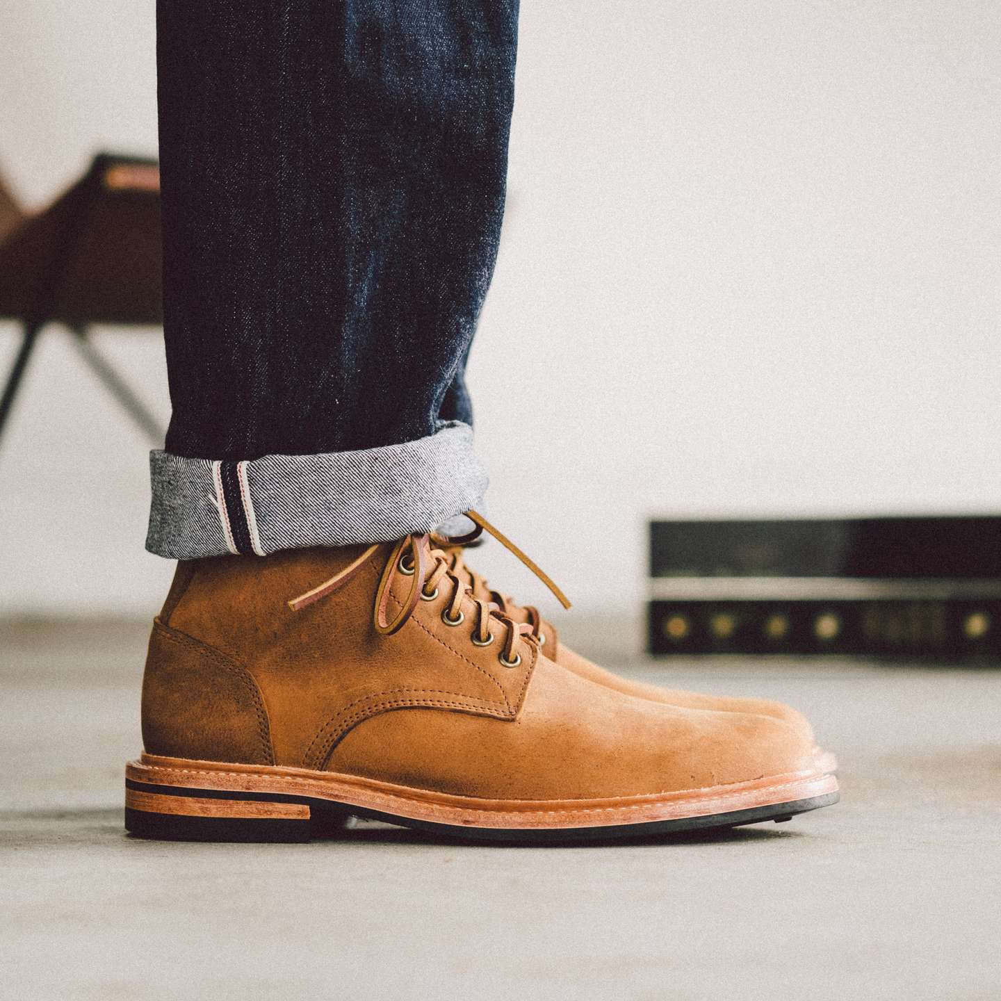 Autumn Spice Waxed Kudu Trench Boot - Detail Image Two