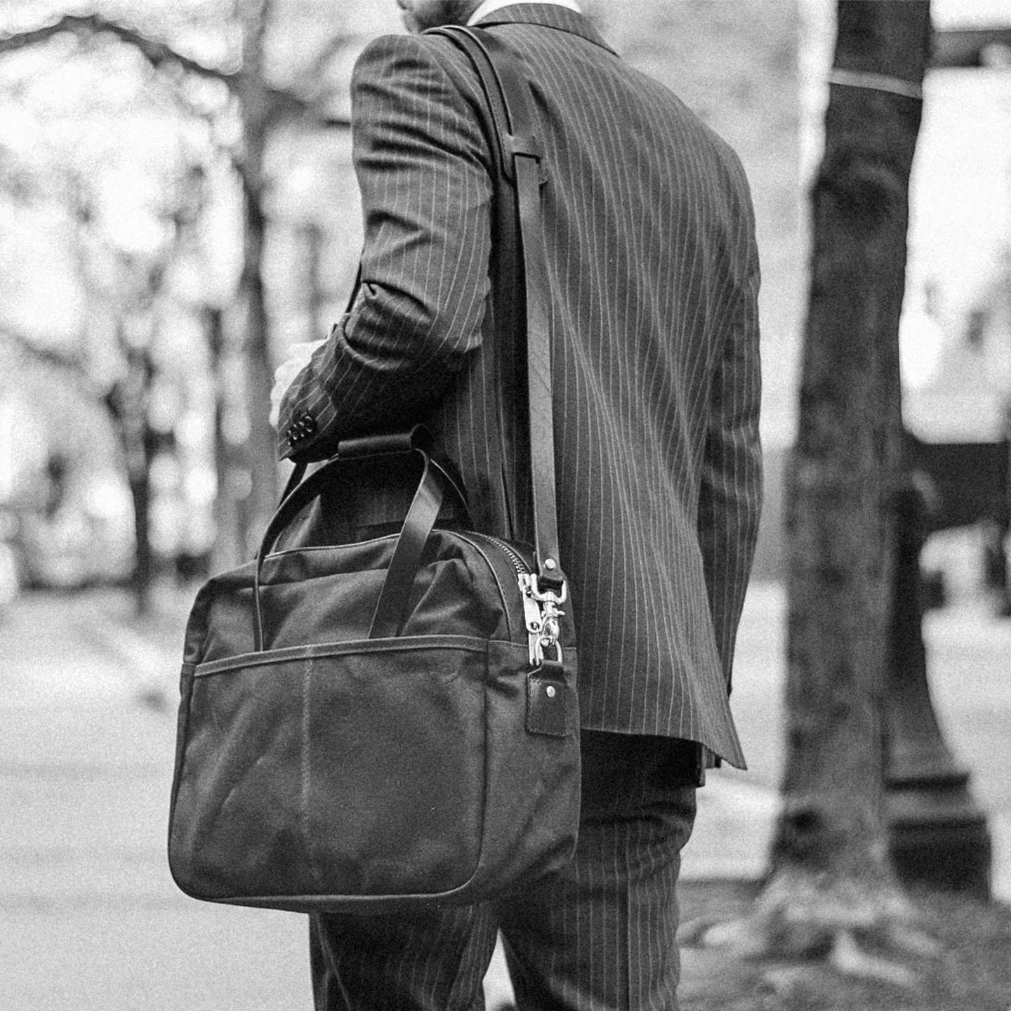 Field Tan Waxed Canvas Utility Briefcase - Detail Image One