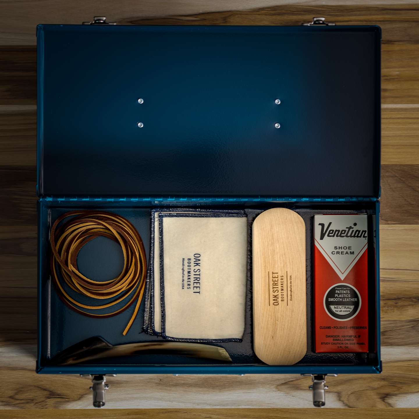 Aegean Blue Cold Rolled Steel 1950 Cobbler’s Toolbox - Detail Image One