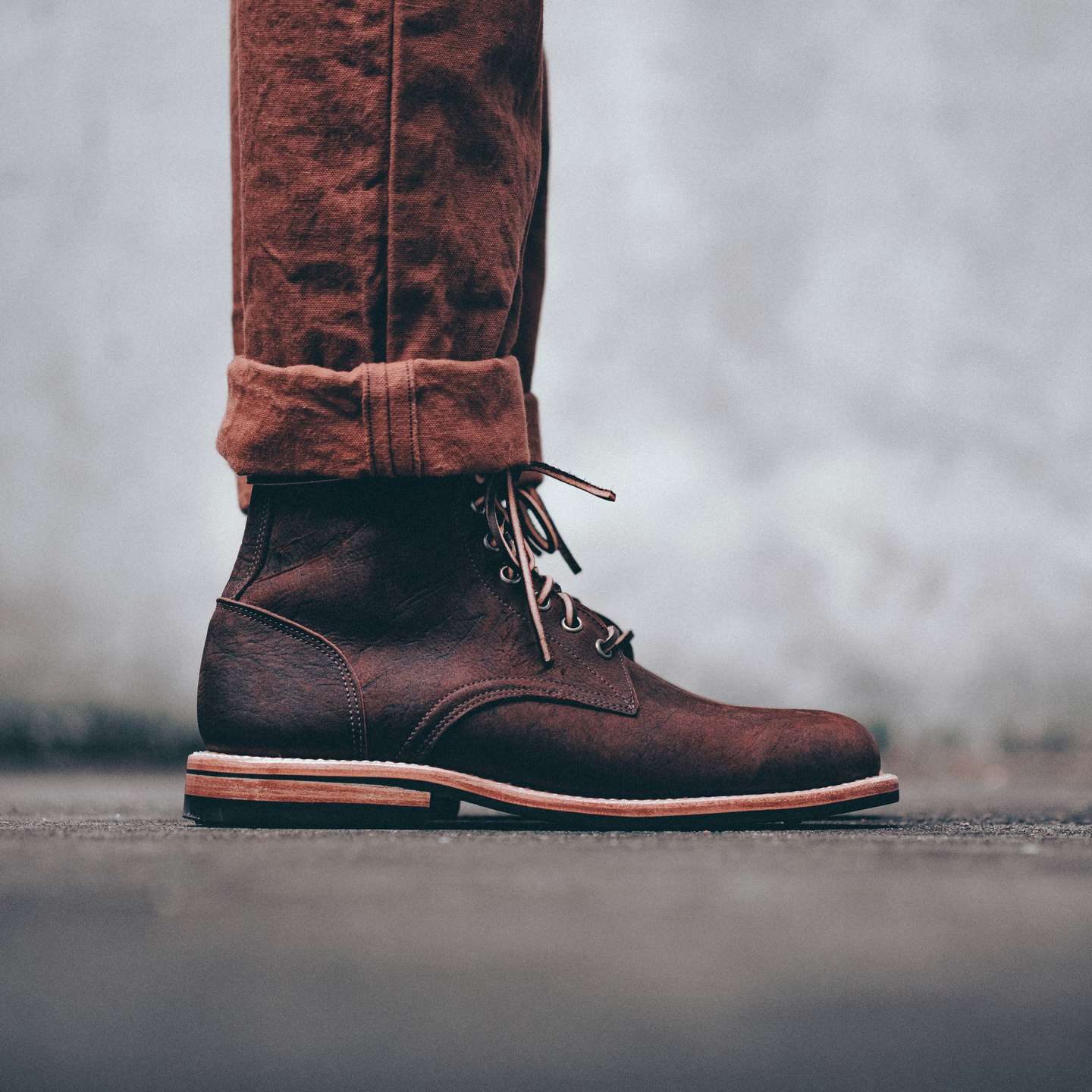Snuff Waxed Kudu Trench Boot - Detail Image Two