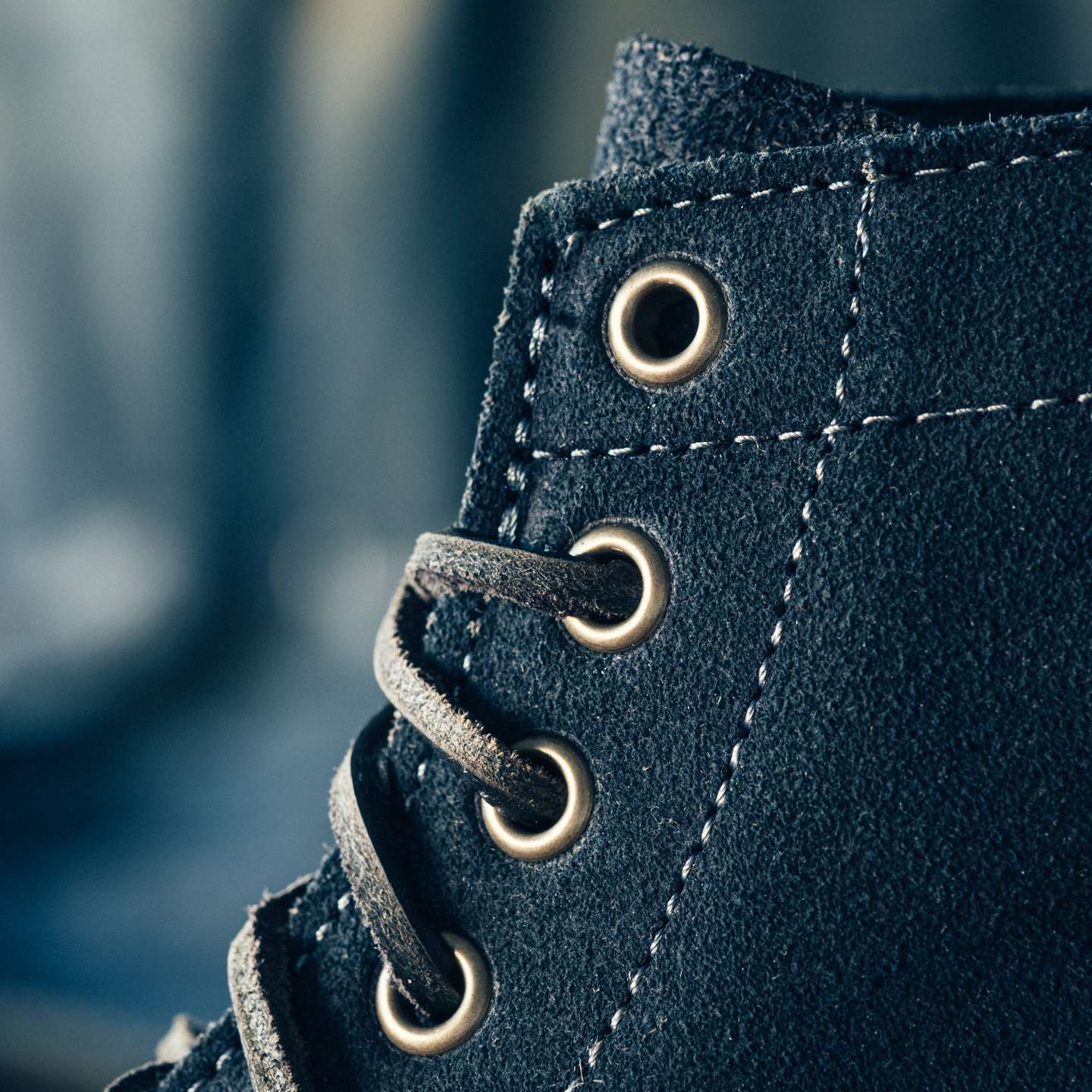 Natural Indigo Chromexcel Roughout Trench Boot - Detail Image One