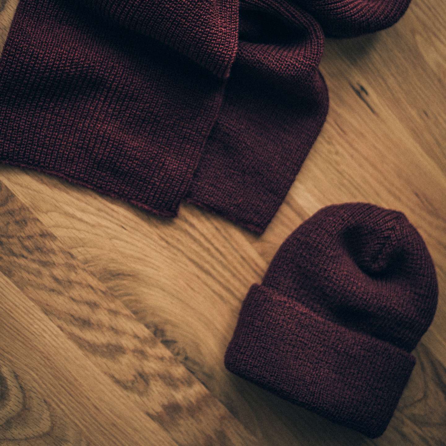 Burgundy Wool Knit 1975 NATO Watch Cap + Marine Scarf - Detail Image One