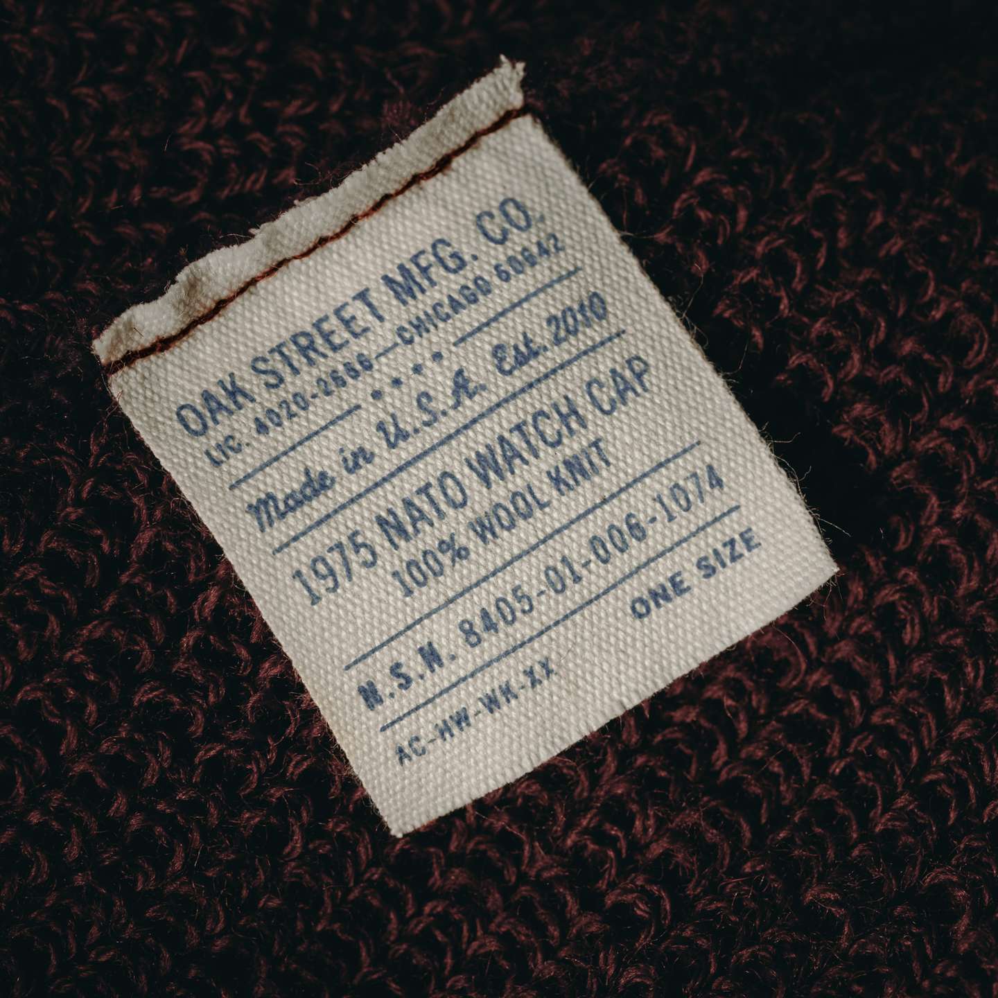 Burgundy Wool Knit 1975 NATO Watch Cap - Detail Image Two