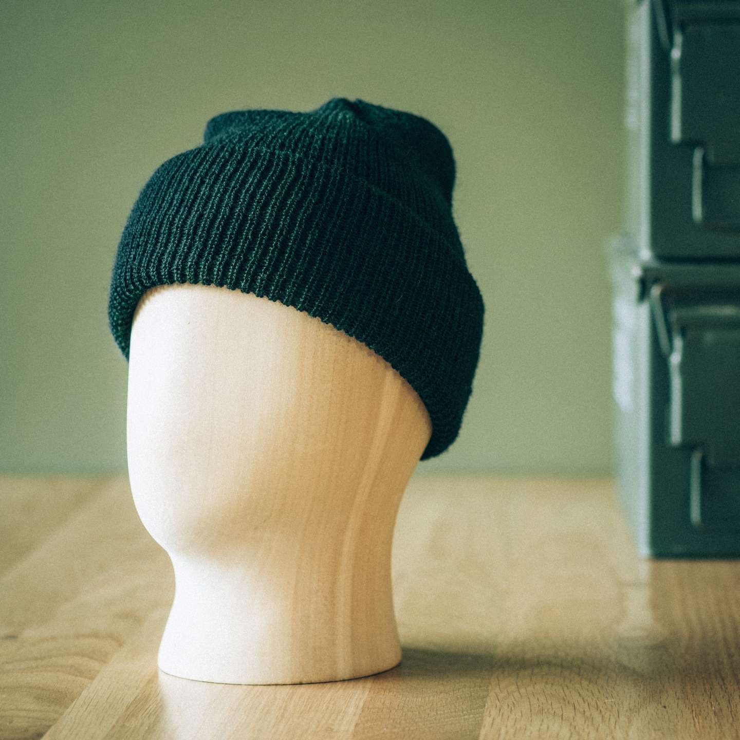 Forest Green Wool Knit 1975 NATO Watch Cap - Detail Image One
