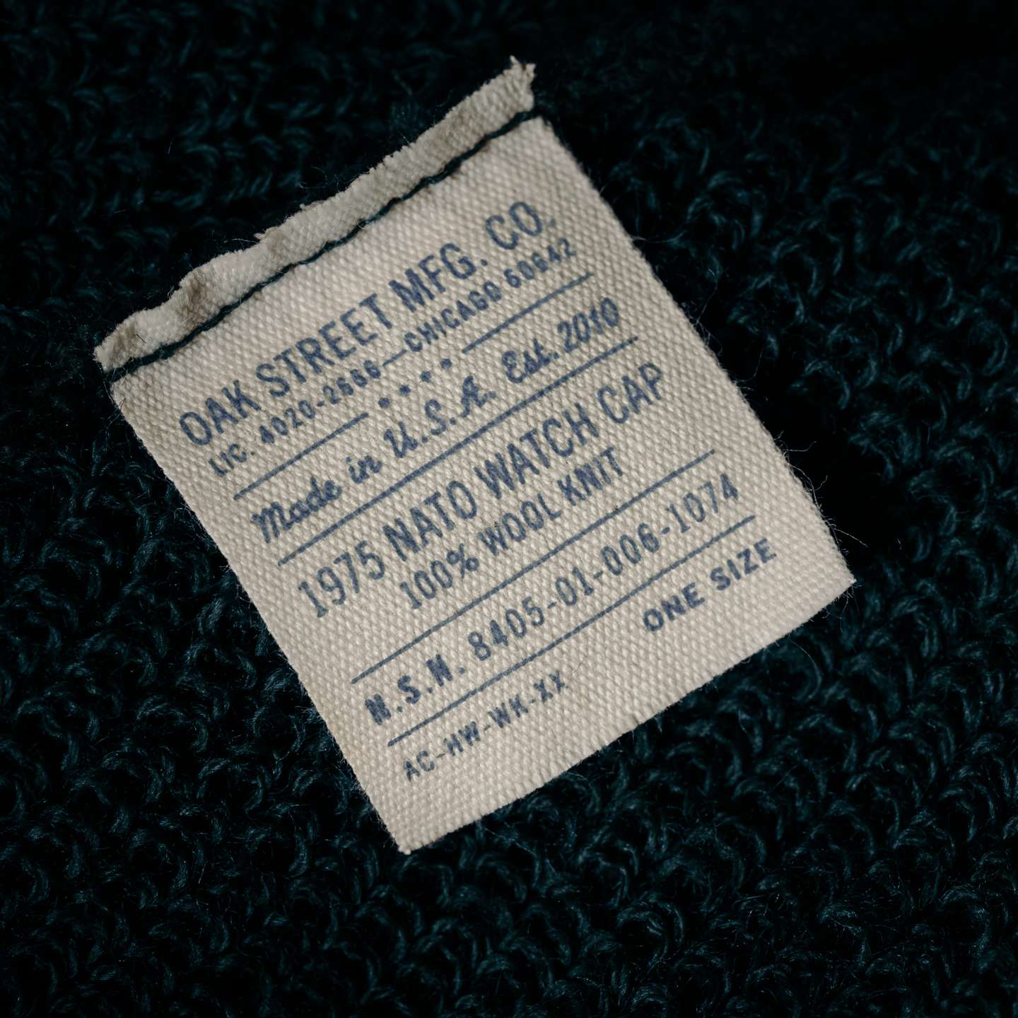 Navy Wool Knit 1975 NATO Watch Cap - Detail Image Two