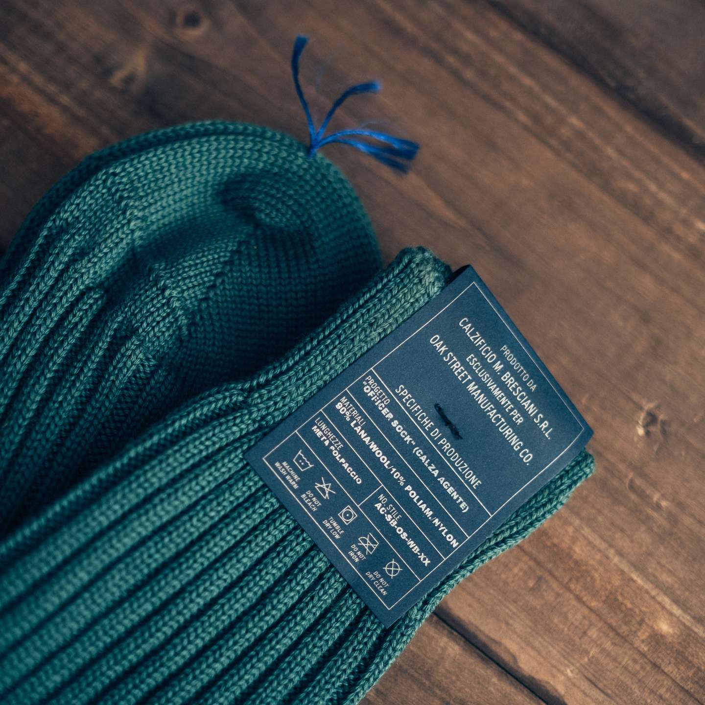 Blue Spruce Merino Wool Blend Bresciani Officer Sock - Detail Image One