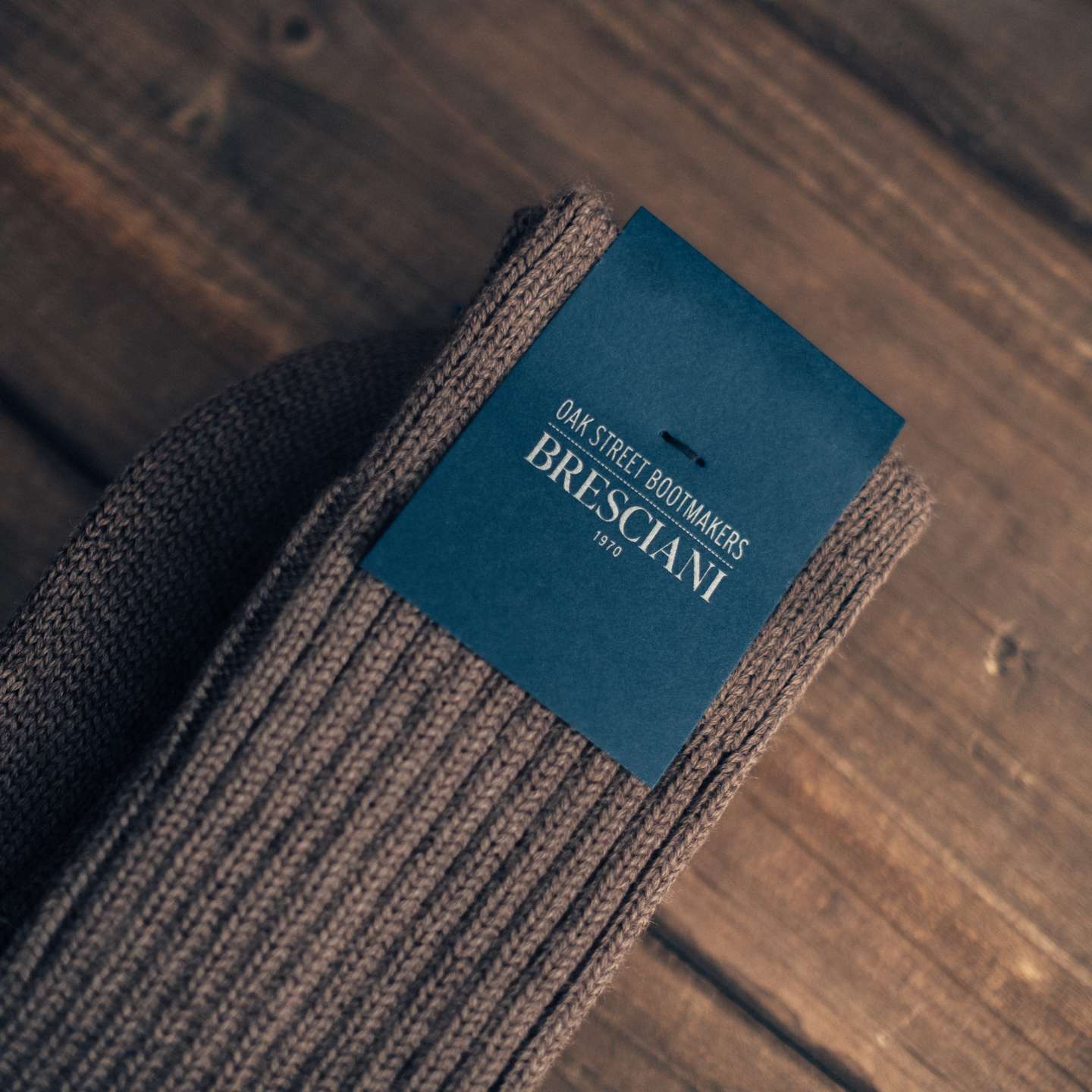 Bronze Heathered Cotton Bresciani Officer Sock - Detail Image One