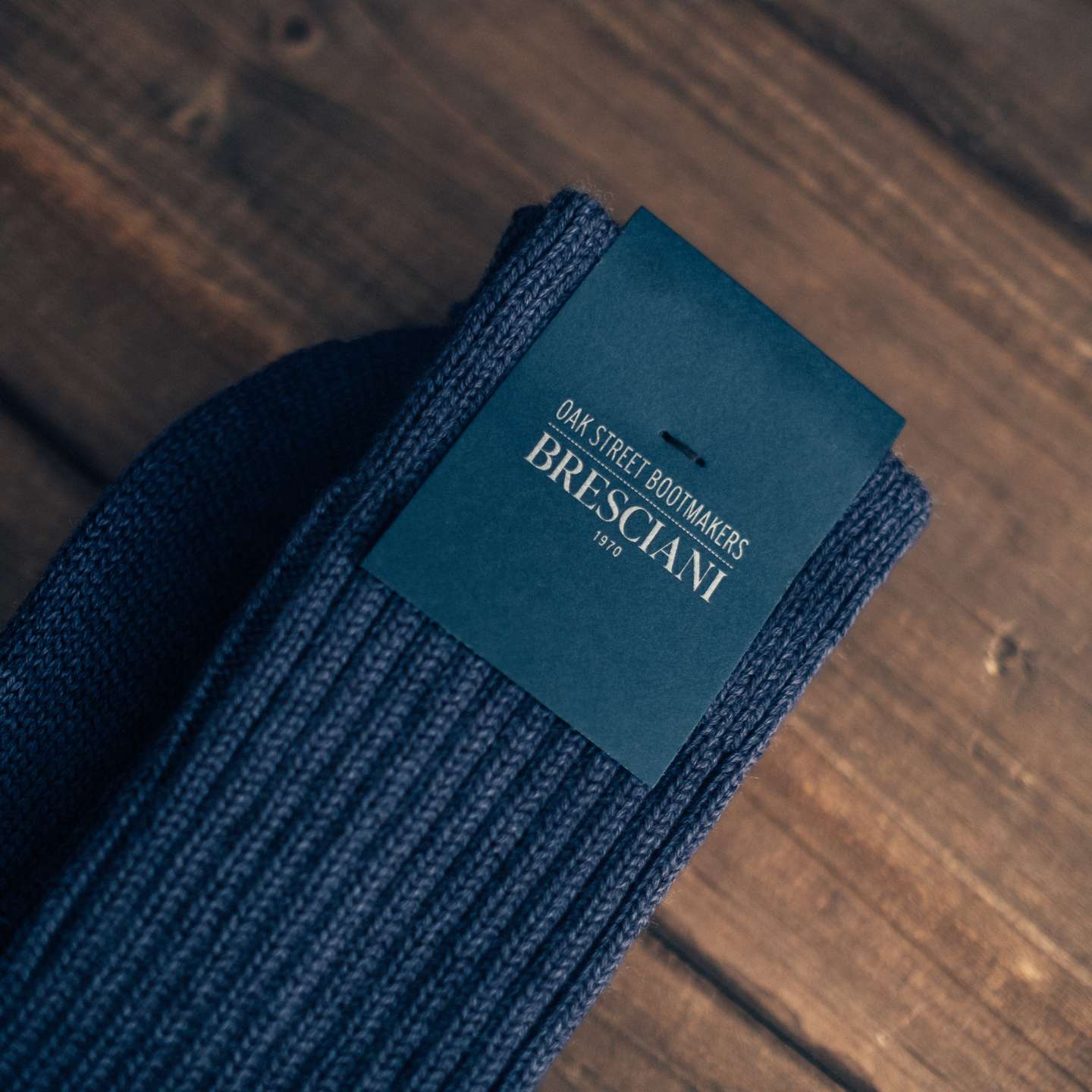 Cobalt Heathered Cotton Bresciani Officer Sock - Detail Image One