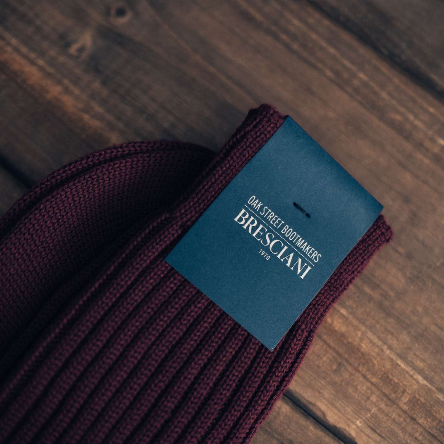 Dark Cherry Cotton Blend Bresciani Officer Sock - Detail Image One