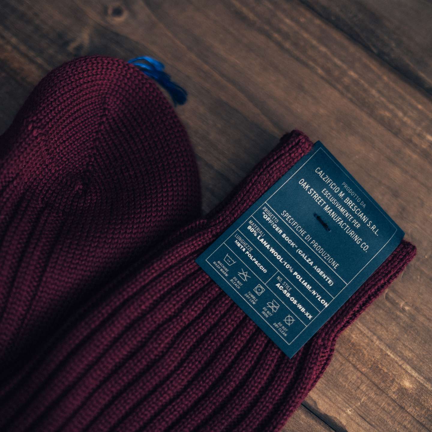 Garnet Merino Wool Blend Bresciani Officer Sock - Detail Image One
