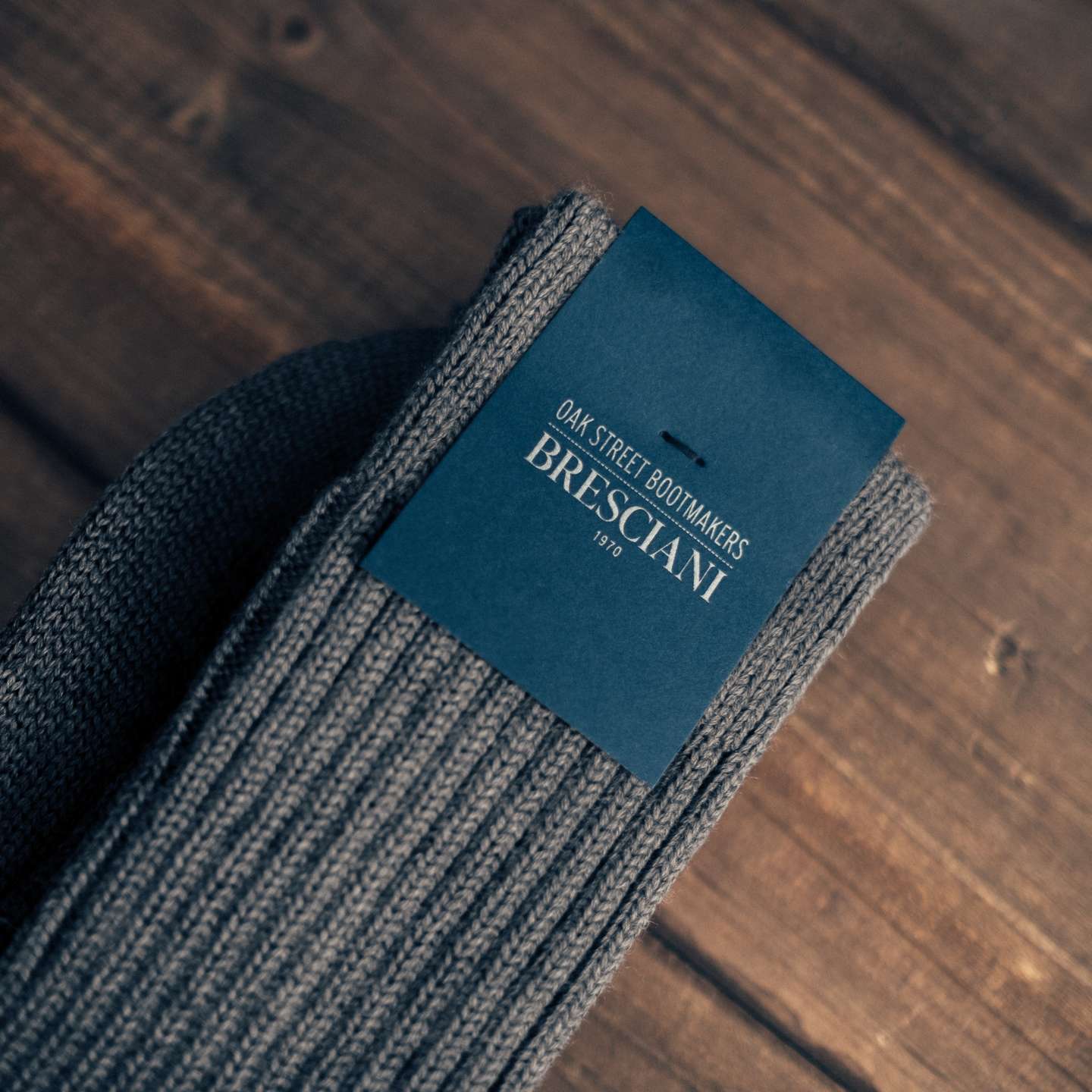 Iron Heathered Cotton Bresciani Officer Sock - Detail Image One
