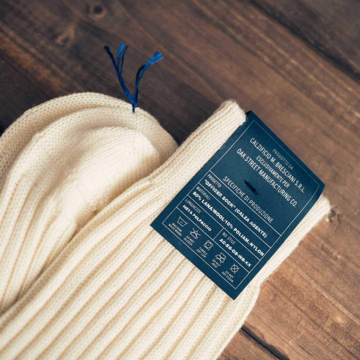 Natural Merino Wool Blend Bresciani Officer Sock - Detail Image One