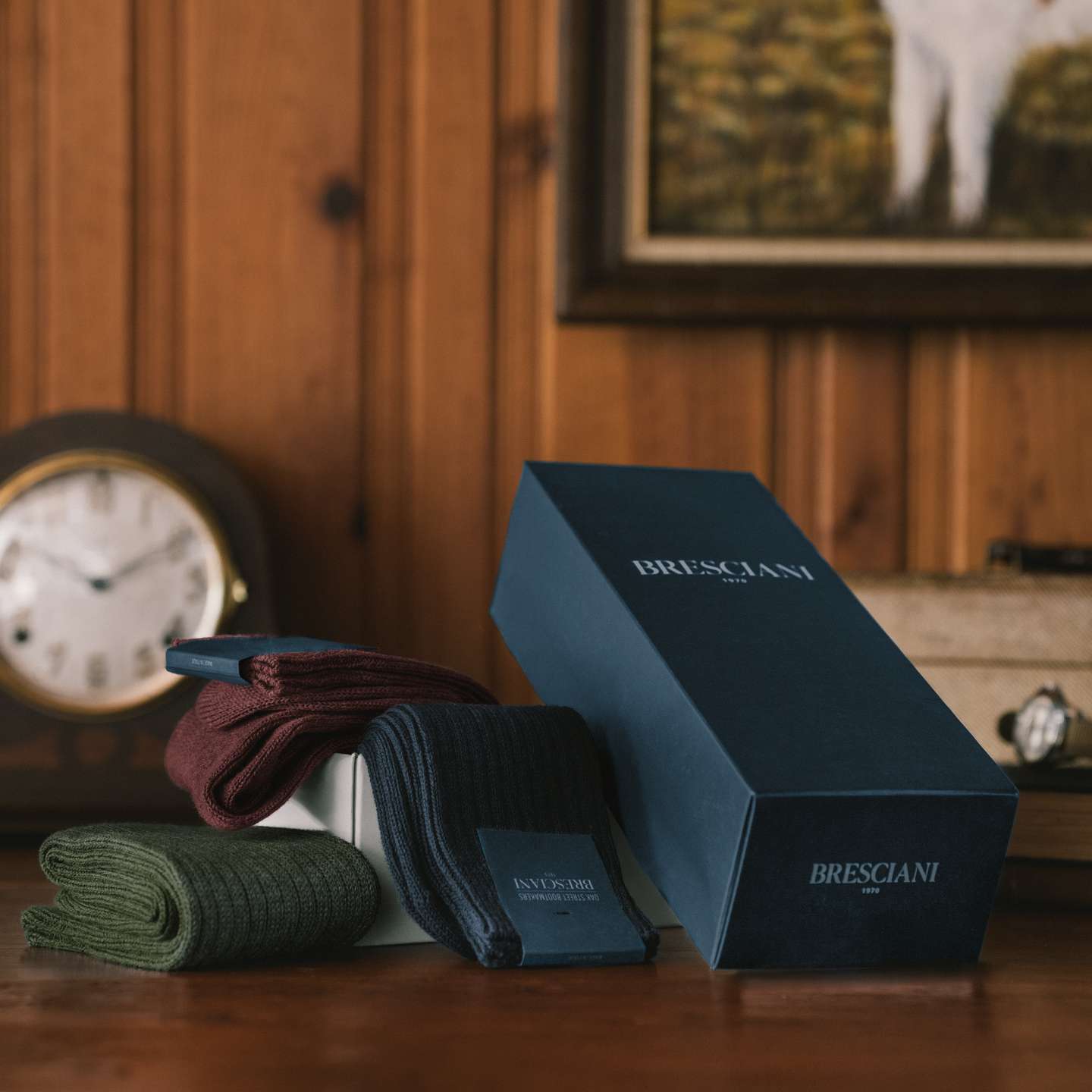 Cotton Blend Gift Box Bresciani Officer Socks - Detail Image Two