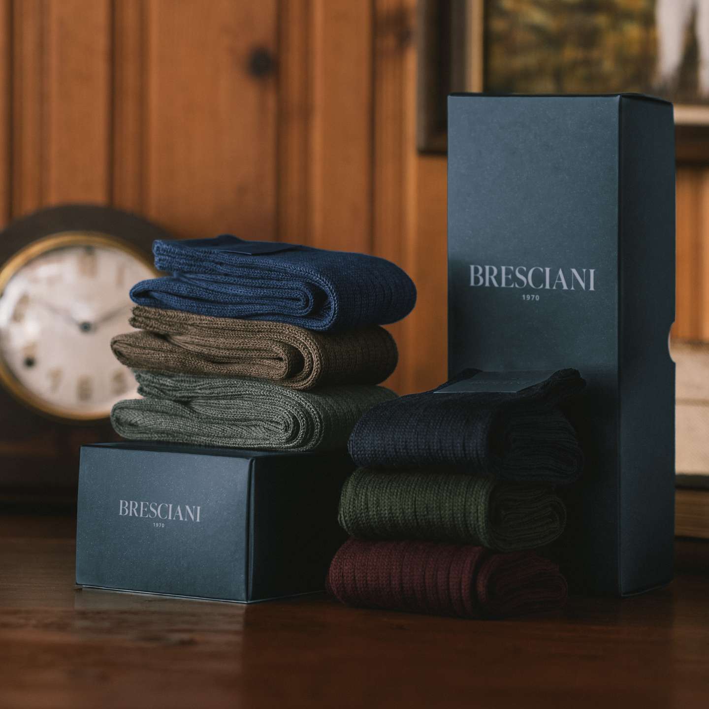 Heathered Cotton Gift Box Bresciani Officer Socks - Detail Image Two