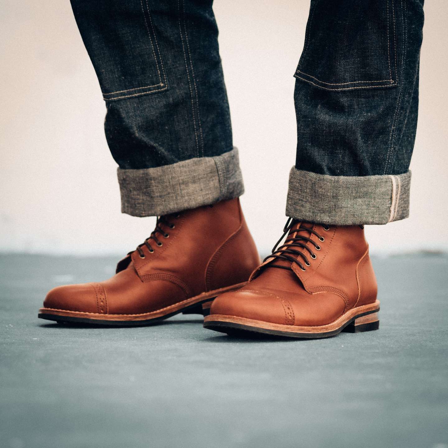 Brown Elbamatt Liscio Cap-Toe Field Boot - Detail Image One
