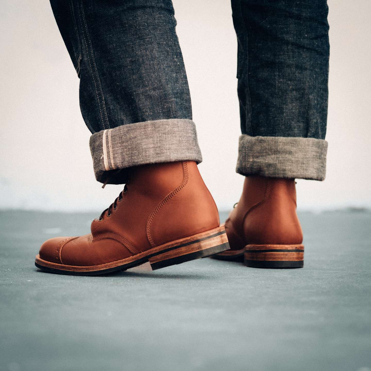 Brown Elbamatt Liscio Cap-Toe Field Boot - Detail Image Two