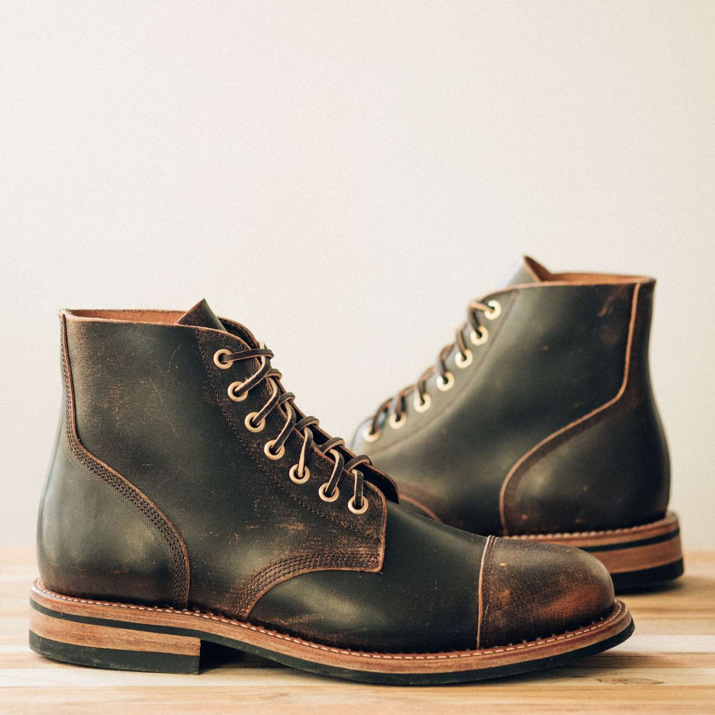Brown Overdye Camello Asportabile Cap-Toe Field Boot - Detail Image One