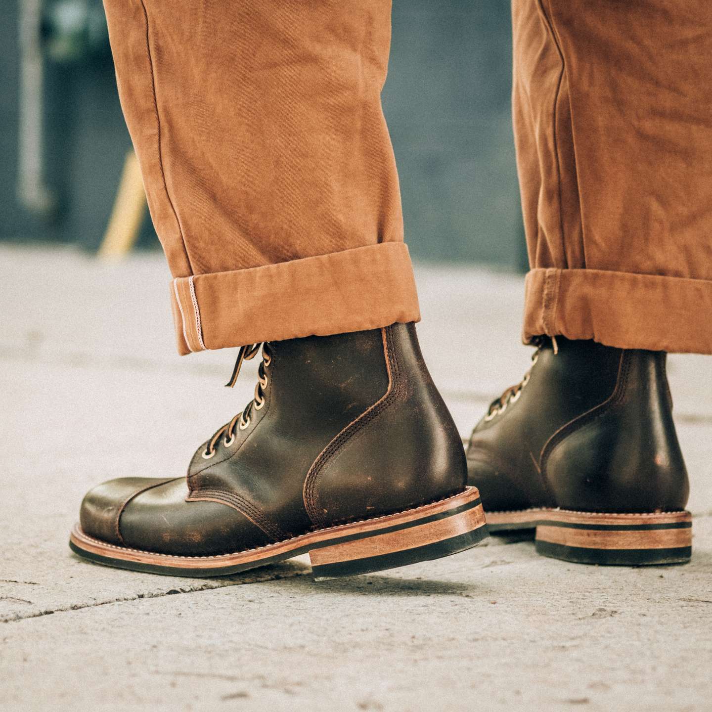 Brown Overdye Camello Asportabile Cap-Toe Field Boot - Detail Image Two