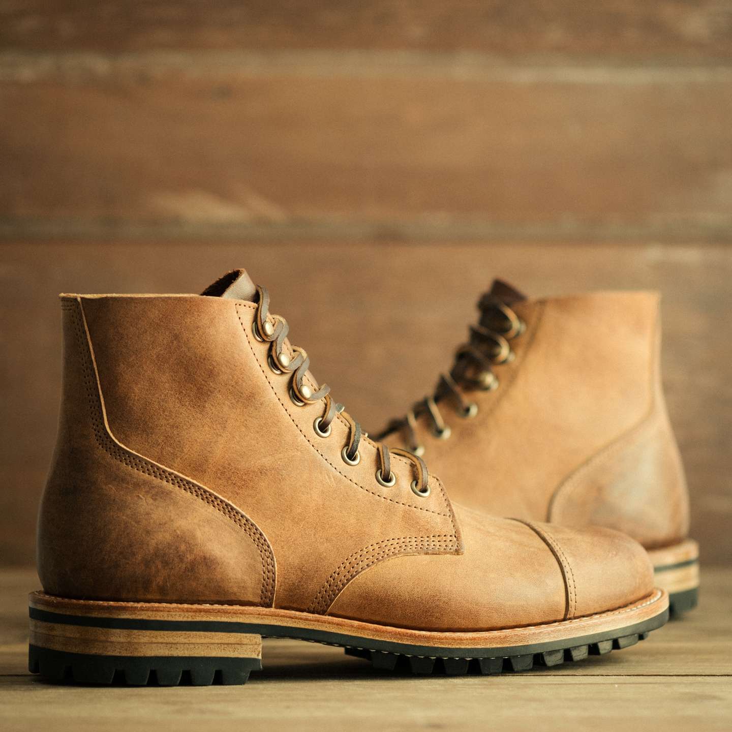 Brown Slider Cap-Toe Field Boot - Detail Image One