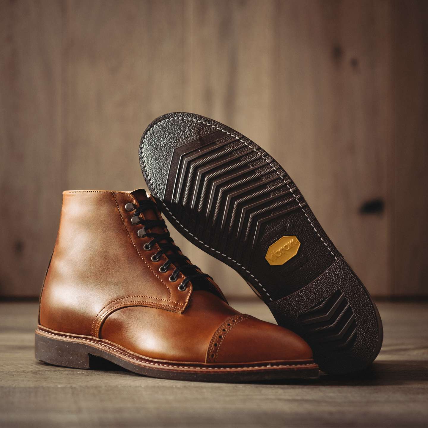 British Tan Domane Cap-Toe Lakeshore Boot - Detail Image Two