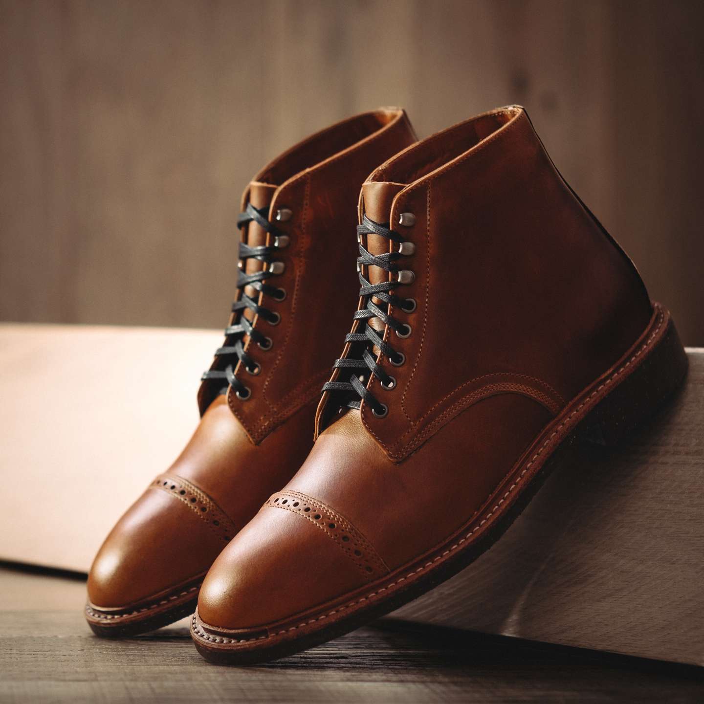 British Tan Domane Cap-Toe Lakeshore Boot - Detail Image One
