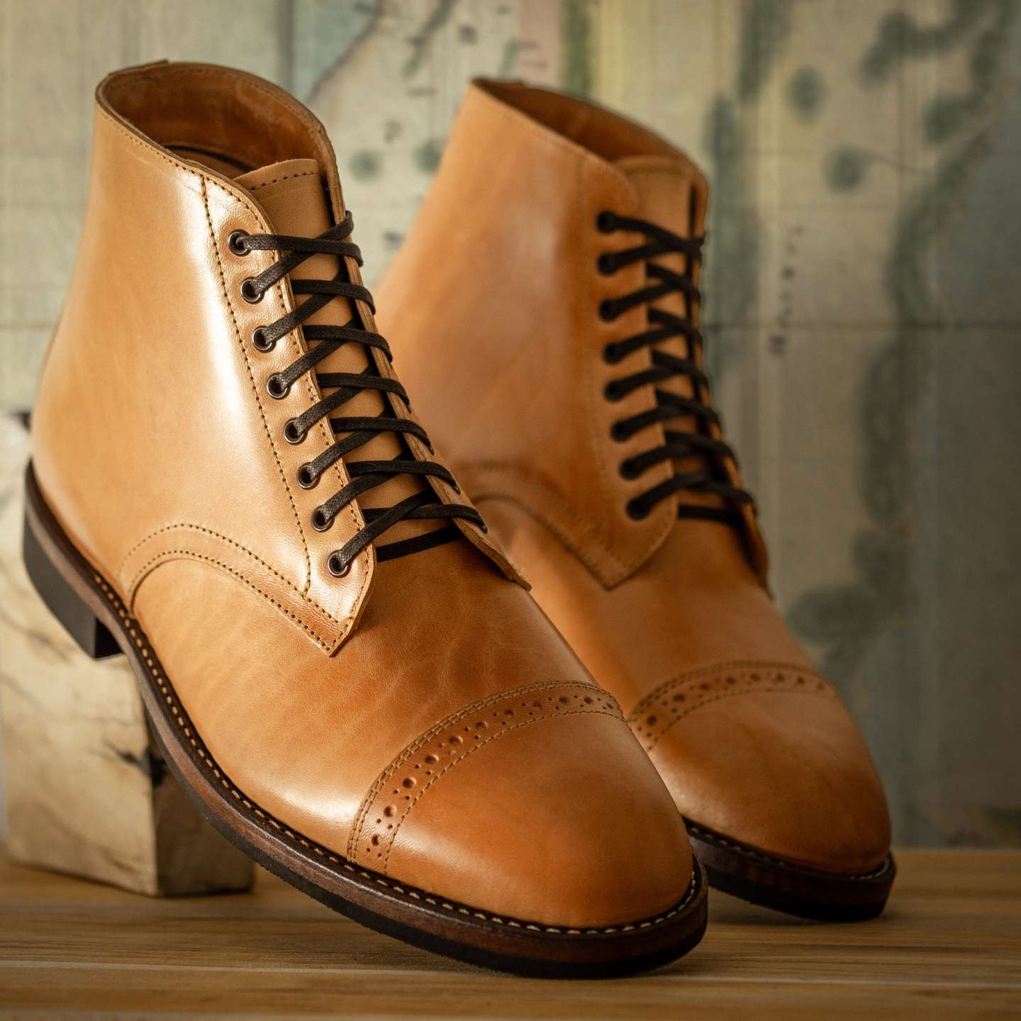 Natural Horse Rump Cap-Toe Lakeshore Boot - Detail Image One