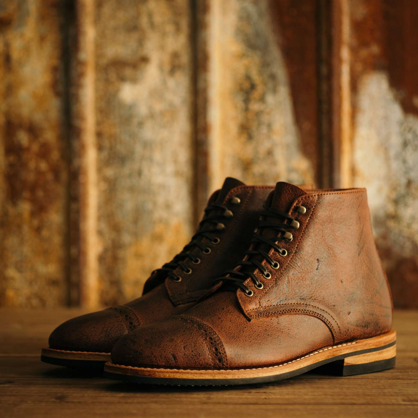 Truffle Naked Kudu Cap-Toe Lakeshore Boot - Detail Image One