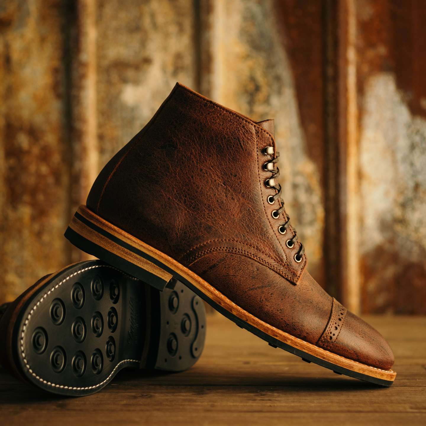 Truffle Naked Kudu Cap-Toe Lakeshore Boot - Detail Image Two