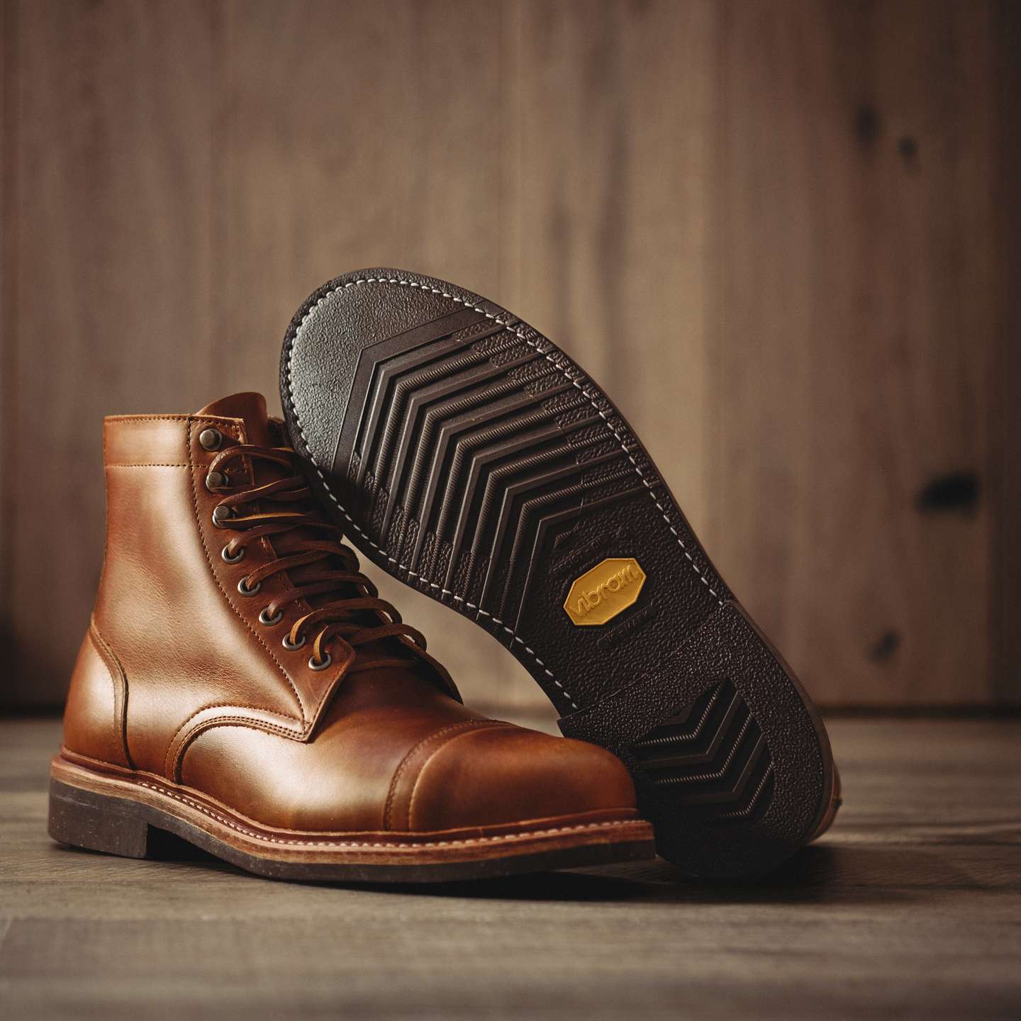British Tan Domane Cap-Toe Trench Boot - Detail Image Two