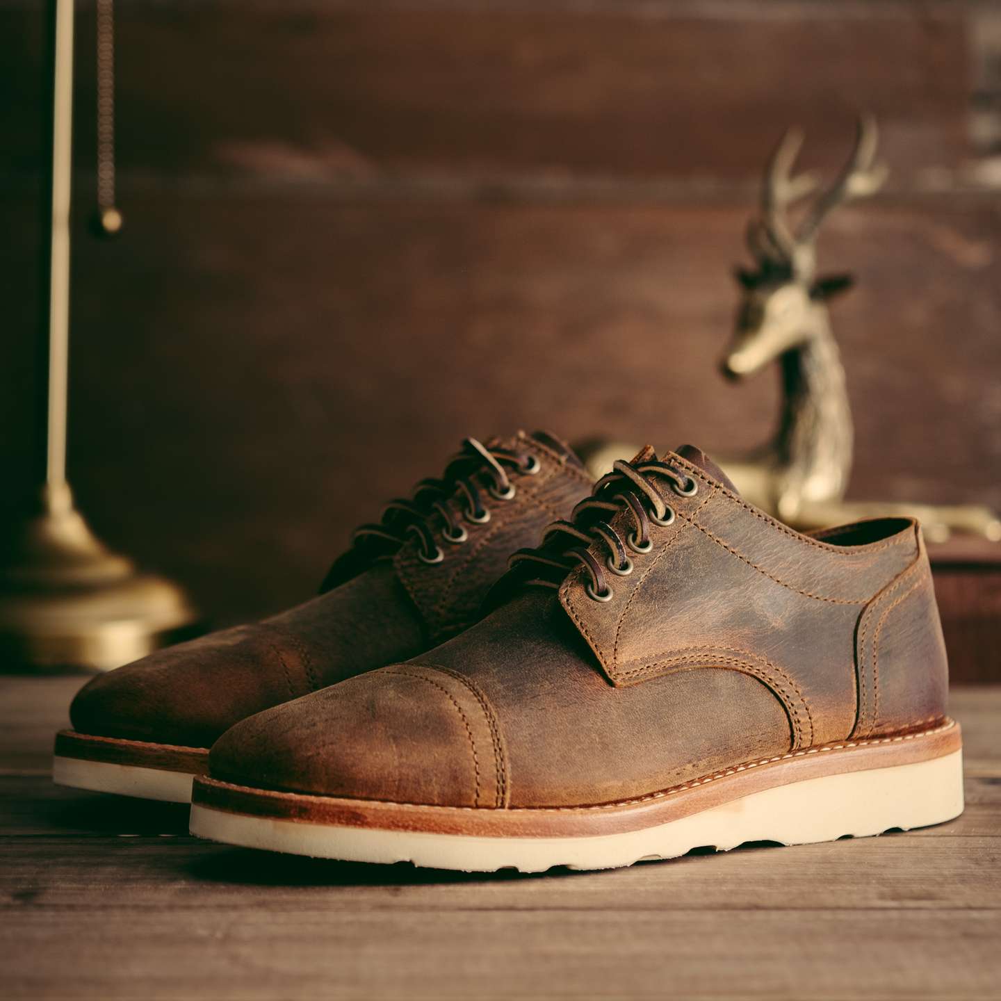 Cognac Teton Stag Cap-Toe Trench Oxford - Detail Image One