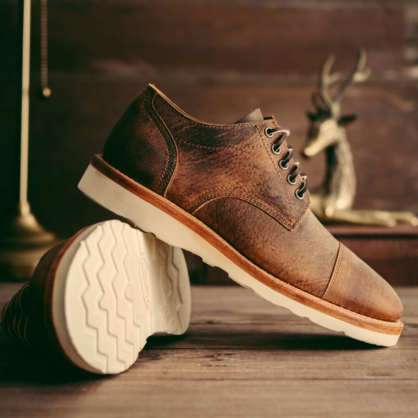 Cognac Teton Stag Cap-Toe Trench Oxford - Detail Image Two