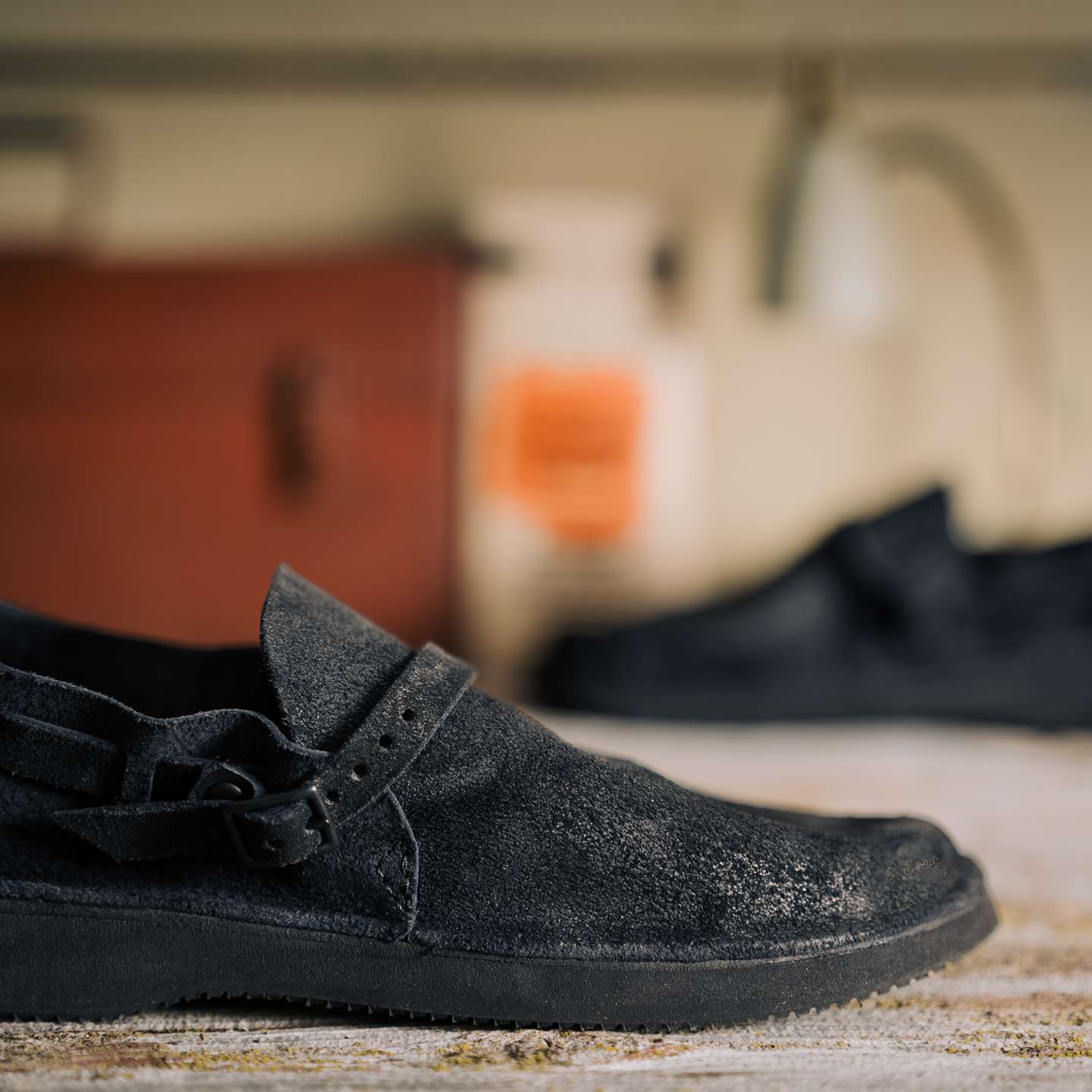 Black Oil Tan Roughout Country Loafer - Detail Image Two
