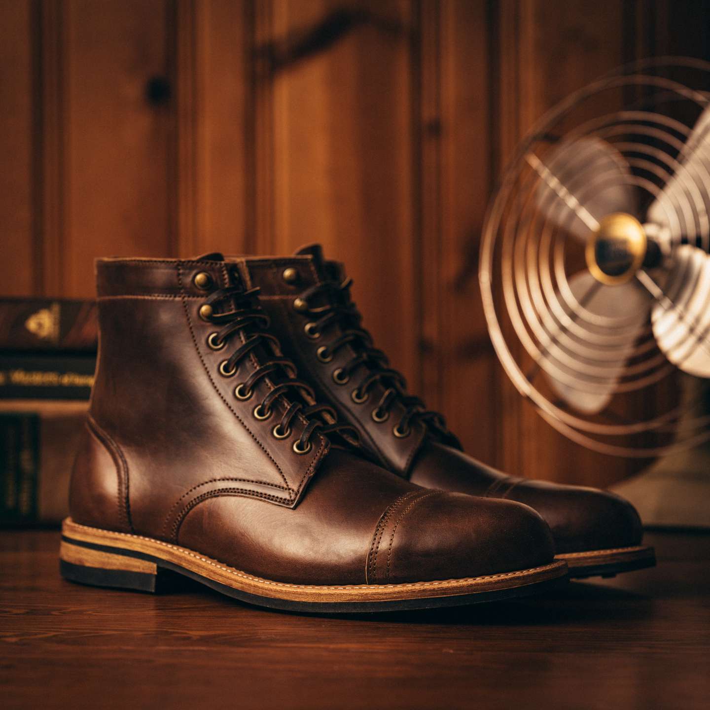 Brown Chromexcel Cap-Toe Trench Boot - Detail Image One