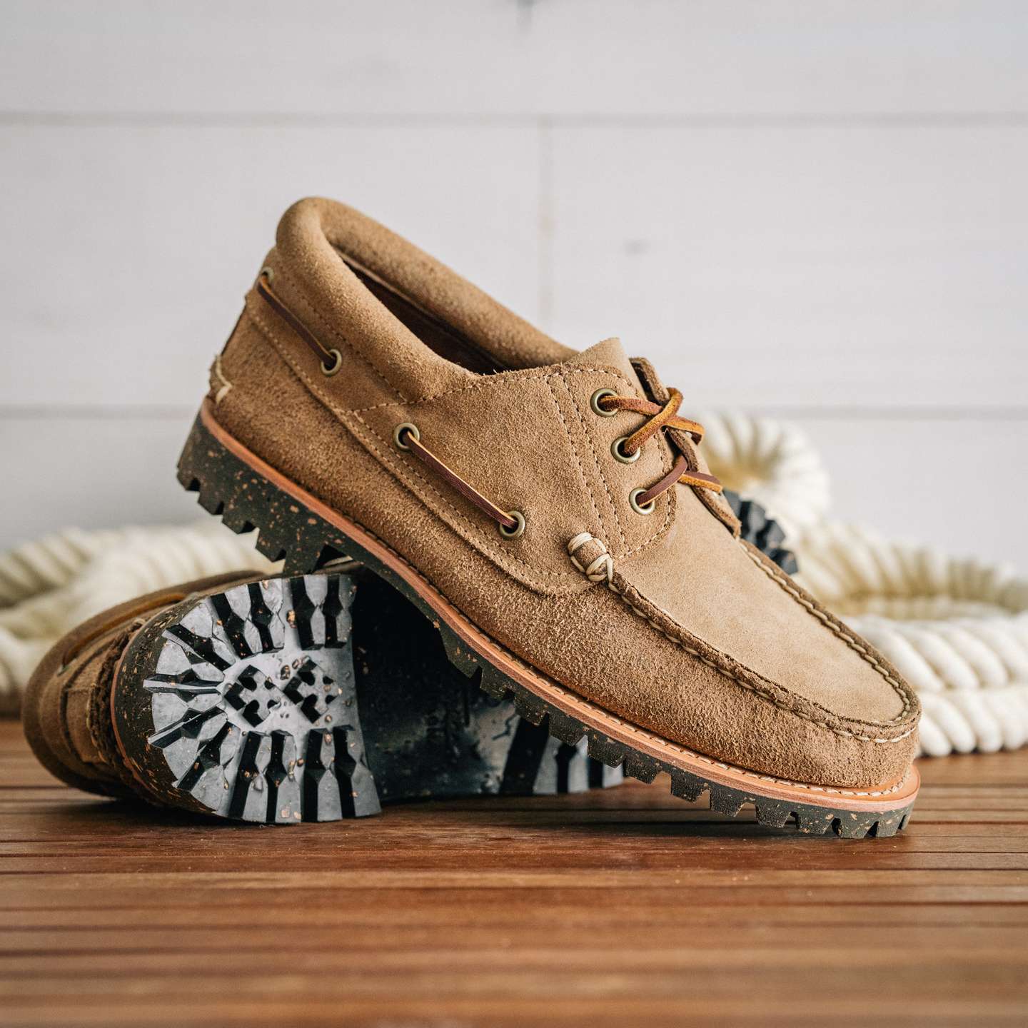 Natural Chromexcel Roughout Rowing Oxford - Detail Image Two