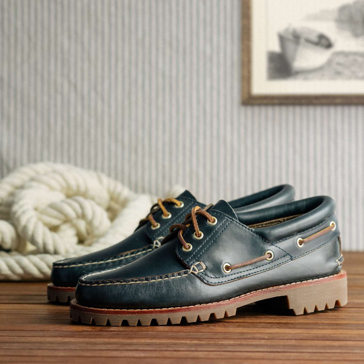 Navy Chromexcel Rowing Oxford - Detail Image One