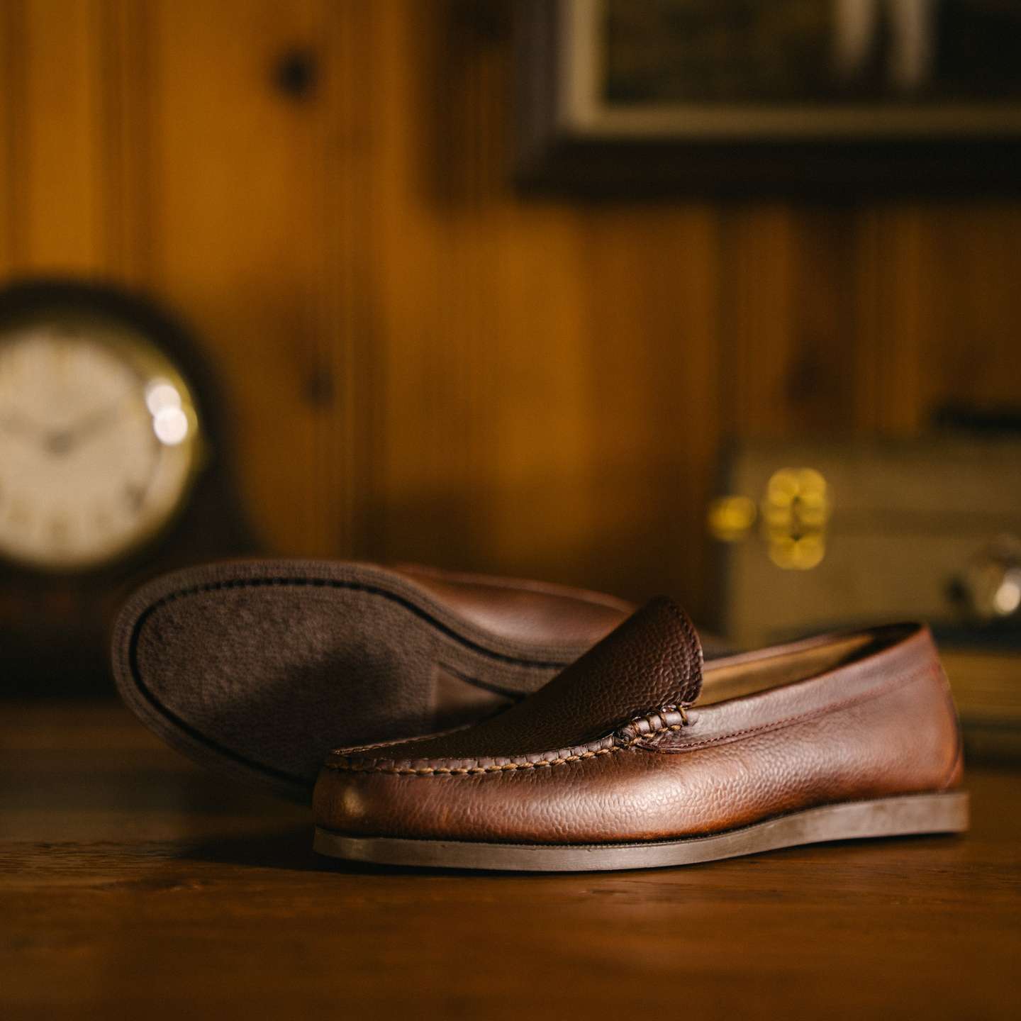 Brown Scotch Grain Chromexcel Venetian Moc - Detail Image Two