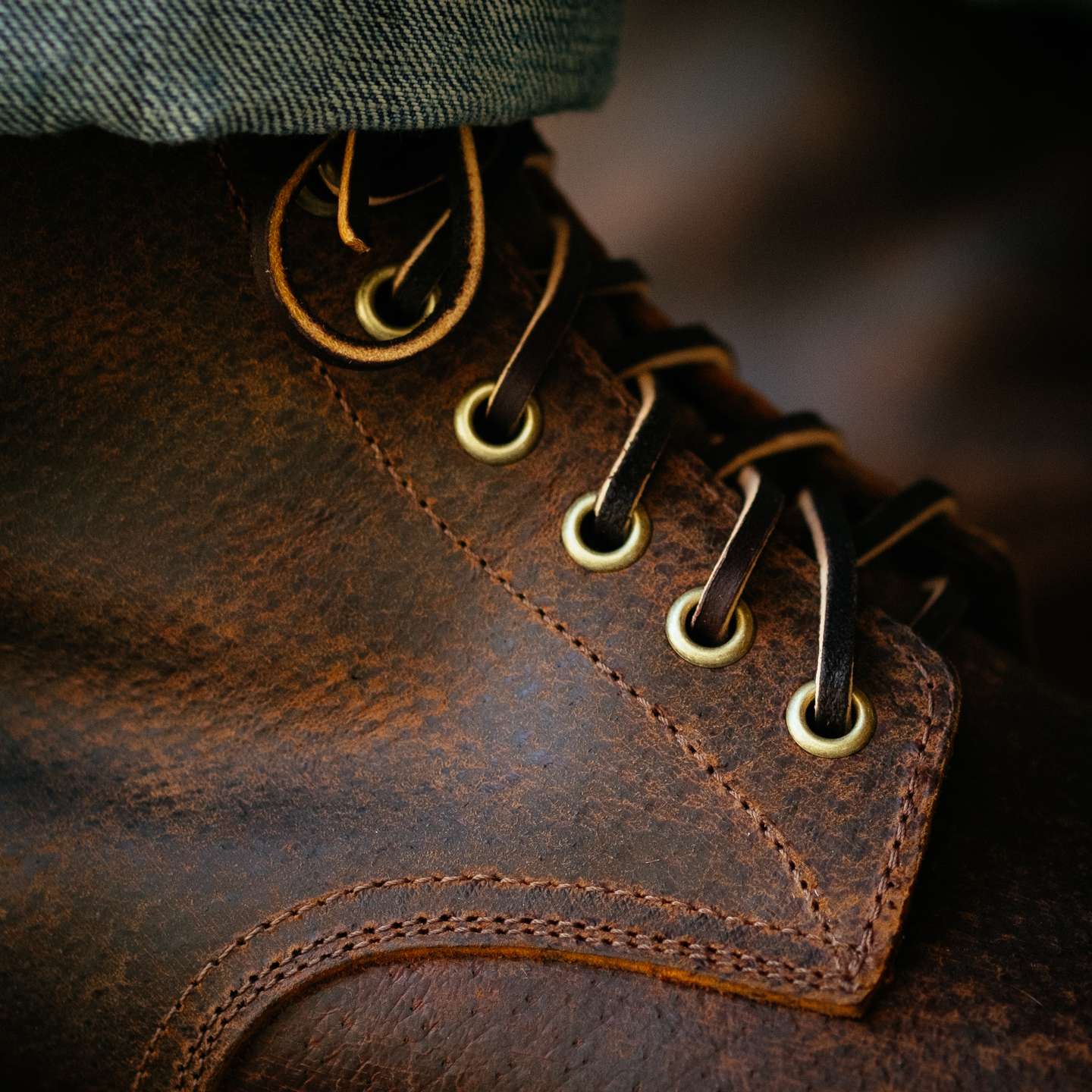 Dark Waxy Wild Boar Trench Boot - Detail Image One