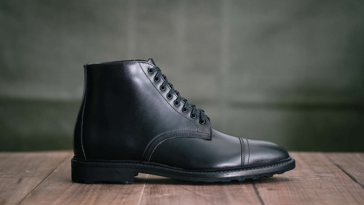 Teacore Black Overdye Horse Rump Cap-Toe Lakeshore Boot - Detail Image Three