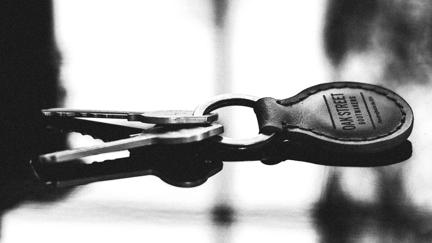 Navy Chromexcel Key Fob - Detail Image Three